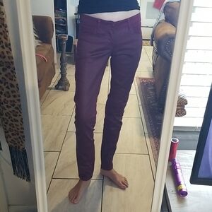 Hollister Women's Burgundy Vegan Leather Skinny Pants